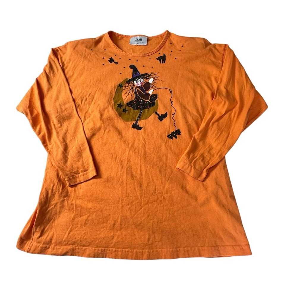Viva Shirt Women's Size XL Vintage 90s‎ Halloween Witch Made In Orange Ca.